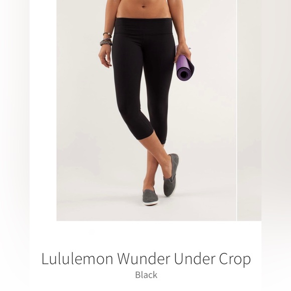 Lululemon Wunder Under Crop  Black  Size 6  Small hole in crotch - Picture 8 of 13